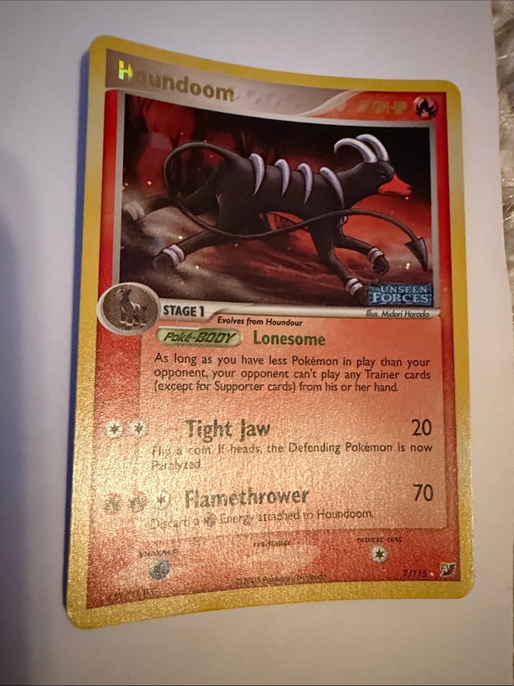 Pokemon Houndoom EX Unseen Forces Reverse Holo Rare 2005